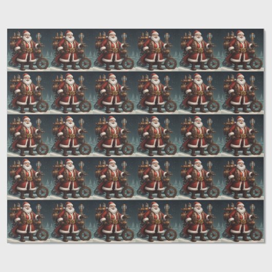 Santa's Steampunk Sleigh Cadeaupapier (Vlak)