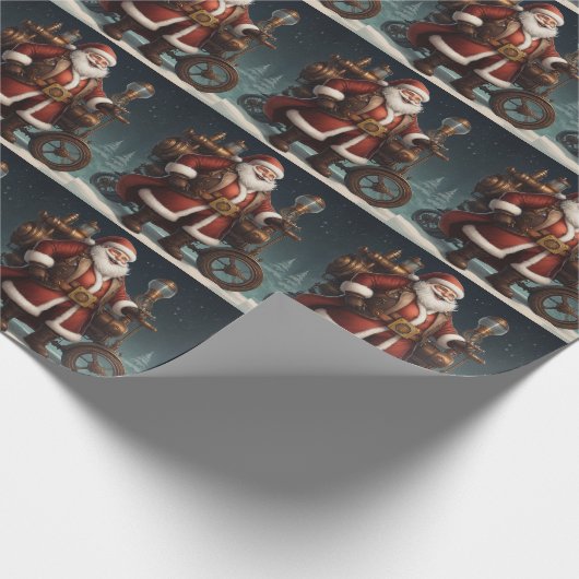 Santa's Steampunk Sleigh Cadeaupapier (Hoek)