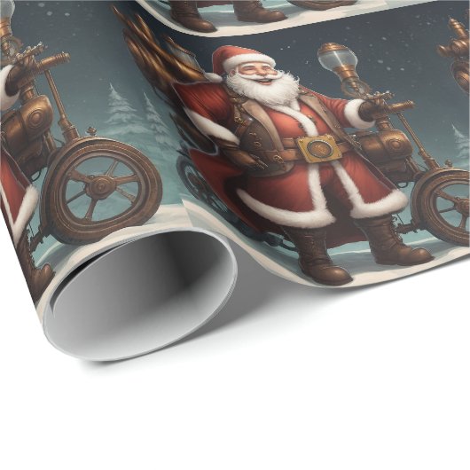 Santa's Steampunk Sleigh Cadeaupapier (Rol Hoek)