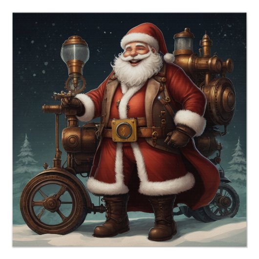 Santa's Steampunk Sleigh Perfect Poster (Voorkant)