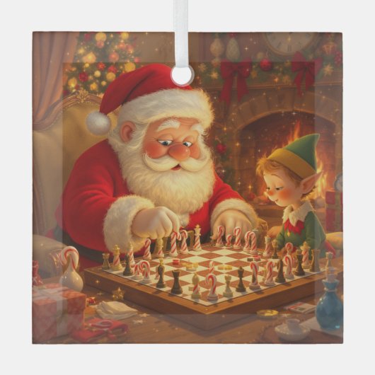  Santa's Strategy Session Glas Ornament (Voorkant)