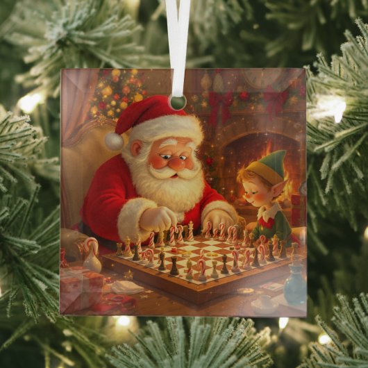  Santa's Strategy Session Glas Ornament (Insitu)