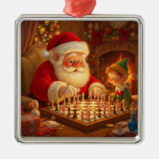 Santa's Strategy Session Metalen Ornament (Voorkant)