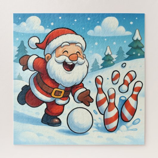 Santa's Strike! Christmas Candy Cane Bowling Legpuzzel (Verticaal)