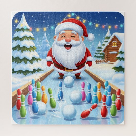 Santa's Strike! Christmas Candy Cane Bowling Legpuzzel (Verticaal)