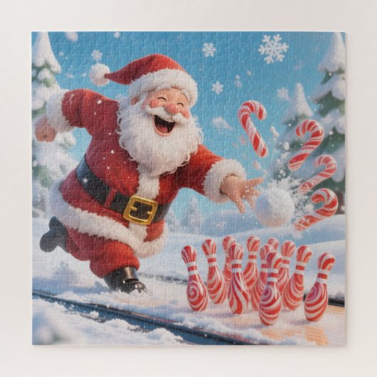 Santa's Strike! Christmas Candy Cane Bowling Legpuzzel (Verticaal)
