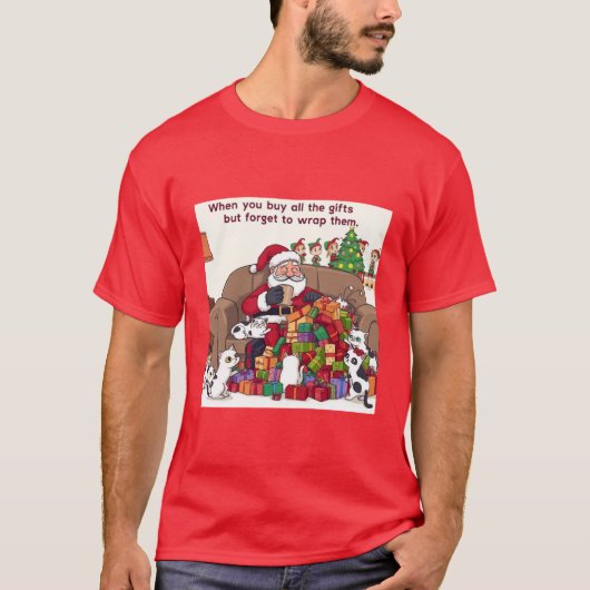 Santa's Struggle: The Wrapping Fail T-shirt (Voorkant)