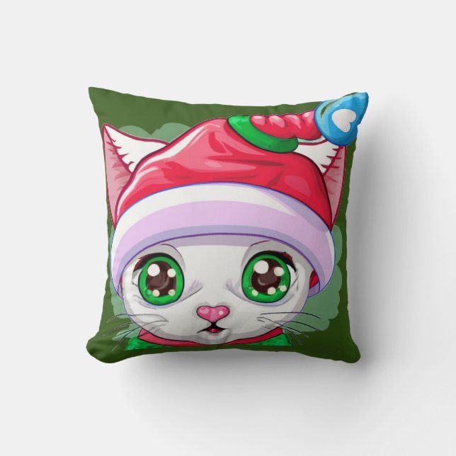 Santa's superkattenhelper voor kerstmis kussen (Voorkant)