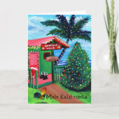 Santa's Surfing House Mele Kalikimaka Kaart (Voorkant)