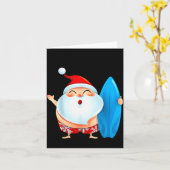 Santa's Surfing, Santa Christmas In July  Kaart (Gele Bloem)