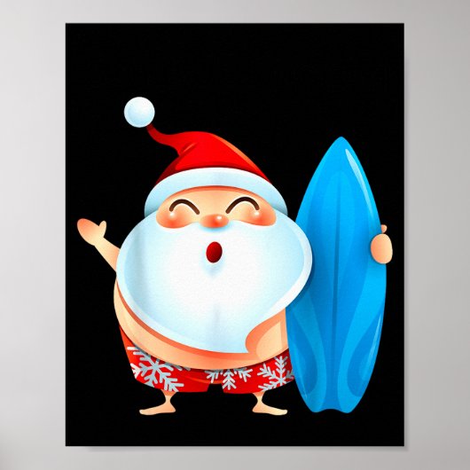 Santa's Surfing, Santa Christmas In July  Poster (Voorkant)