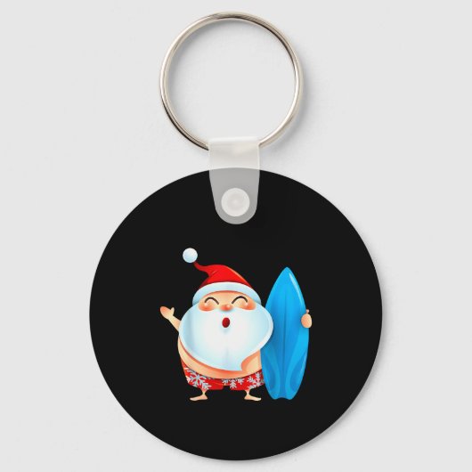 Santa's Surfing, Santa Christmas In July  Sleutelhanger (Voorkant)