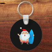 Santa's Surfing, Santa Christmas In July  Sleutelhanger (Voorkant)