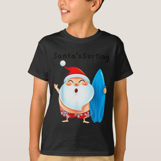 Santa's Surfing, Santa Christmas In July  T-shirt (Voorkant)
