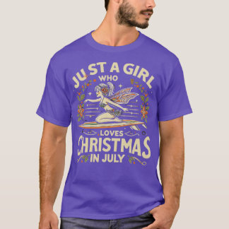 Santas Surfing Summer California Beach Gir T-shirt