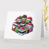Santa's Sushi Delight - Feestelijke Kerstkunst Kaart (Gele Bloem)
