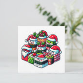 Santa's Sushi Delight - Feestelijke Kerstkunst Kaart (Staand voorkant)
