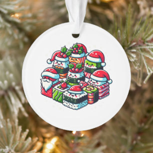 Santa's Sushi Delight - Feestelijke Kerstkunst Ornament