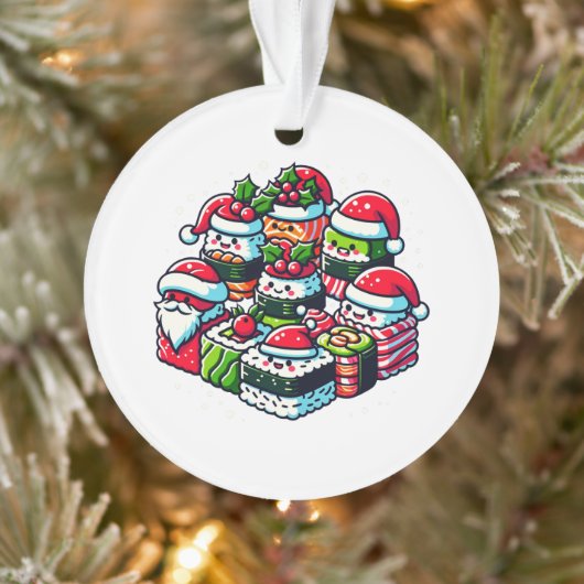 Santa's Sushi Delight - Feestelijke Kerstkunst Ornament (Boom)