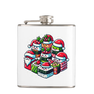 Santa's Sushi Delight Grappige feestelijke kerstku Heupfles