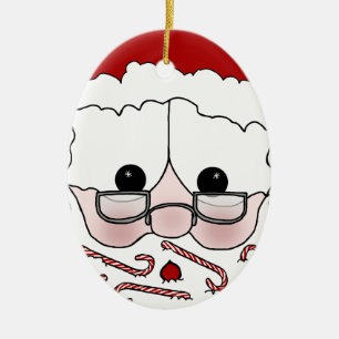 Santa's Sweet Cheeks-Candy Cane Baard Keramisch Ornament