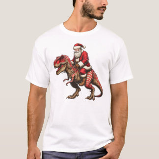 Santa's T-rex Ride Kerstmis T-shirt