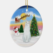 Santas Take Off - Witte kat (Amerikaanse SH) Keramisch Ornament (Rechts)