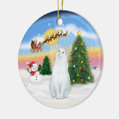 Santas Take Off - Witte kat (Amerikaanse SH) Keramisch Ornament (Links)