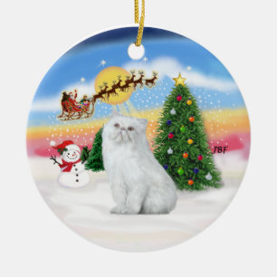 Santas Take Off - Witte Perzische kat Keramisch Ornament