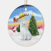 Santas Take Off - Witte Perzische kat Keramisch Ornament (Links)