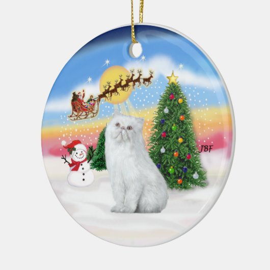 Santas Take Off - Witte Perzische kat Keramisch Ornament (Links)