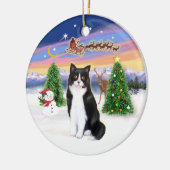 Santas Take Off - Zwart-wit kat (ASH) Keramisch Ornament (Links)