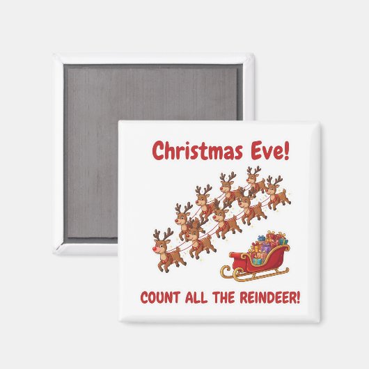 Santa's Team Reindeer Counting Game Christmas Eve  Magneet (Voorkant / Achterkant)
