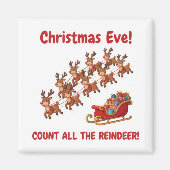 Santa's Team Reindeer Counting Game Christmas Eve  Magneet (Voorkant)
