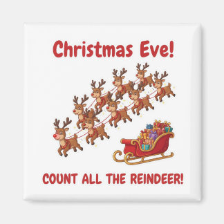Santa's Team Reindeer Counting Game Christmas Eve  Magneet