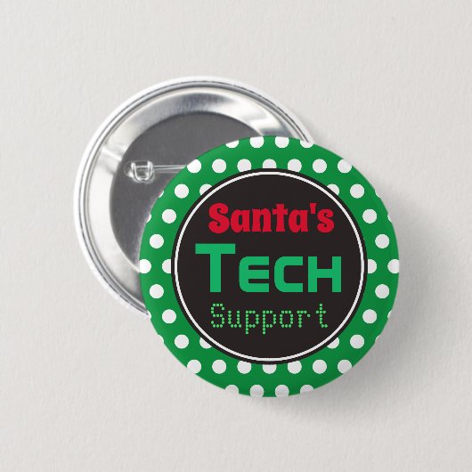 Santa's Tech Support Christmas Button Pin (Voorkant /achterkant)