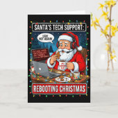 Santas Tech Support_ Rebooting Christmas Funny _4  Kaart (Gele Bloem)