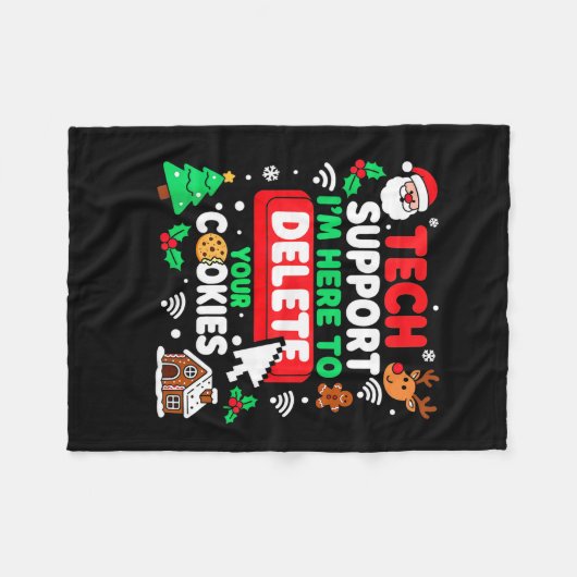 Santa's Tech Suprt Rebooting Christmas Computer Me Fleece Deken (Voorkant (Horizontaal))