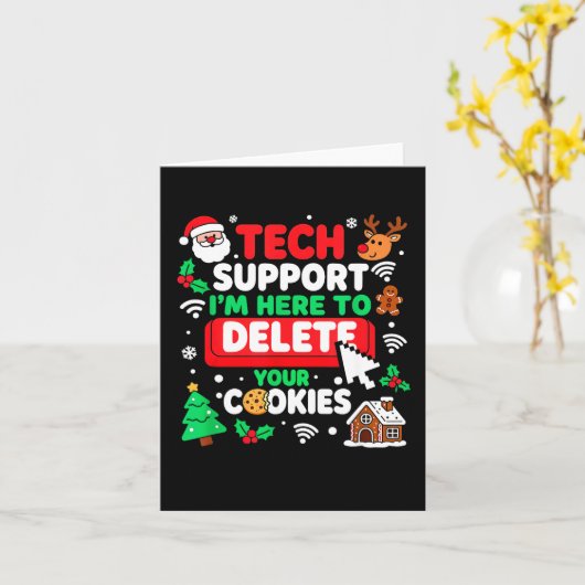 Santa's Tech Suprt Rebooting Christmas Computer Me Kaart (Gele Bloem)