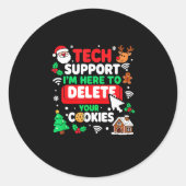 Santa's Tech Suprt Rebooting Christmas Computer Me Ronde Sticker (Voorkant)