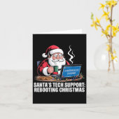 Santa's Tech Suprt_ Rebooting Christmas Funny Kaart (Gele Bloem)