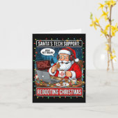 Santa's Tech Suprt_ Rebooting Christmas Funny Kaart (Gele Bloem)
