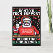 Santa's Tech Suprt Rebooting Christmas Ugly Santa Kaart (Voorkant)