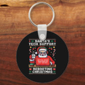 Santa's Tech Suprt Rebooting Christmas Ugly Santa Sleutelhanger (Voorkant)