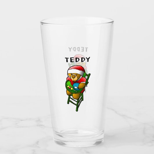 Santa's teddybeer glas (Voorkant)