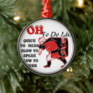 Santa's to-do lijst Collectie. Metalen Ornament