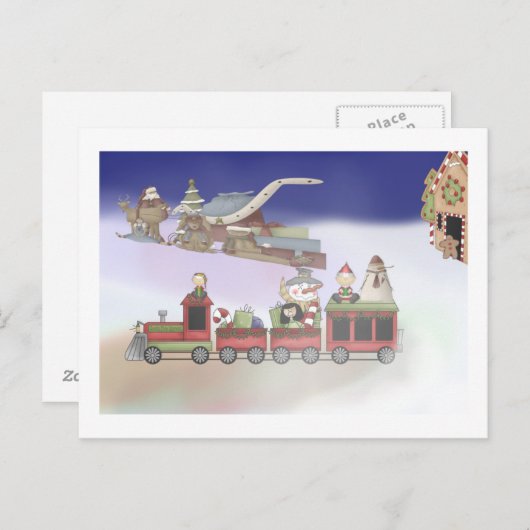 Santa's Train Feestdagenkaart (Voorkant / Achterkant)