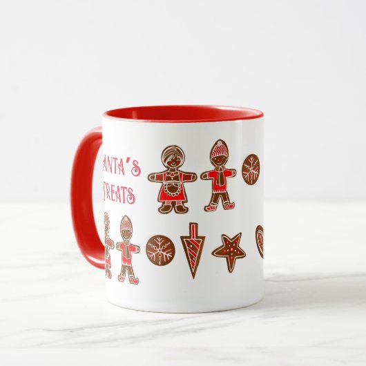 Santa's trakteert peperkoek rode Kerstmis Mok (Voorkant links)