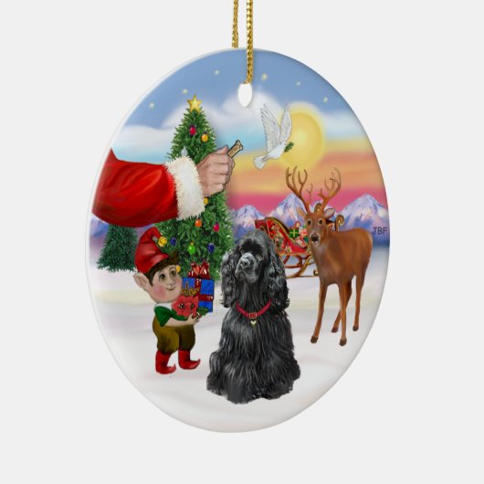 Santas Treat - Black Cocker Spaniel Keramisch Ornament (Rechts)