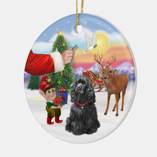 Santas Treat - Black Cocker Spaniel Keramisch Ornament (Links)